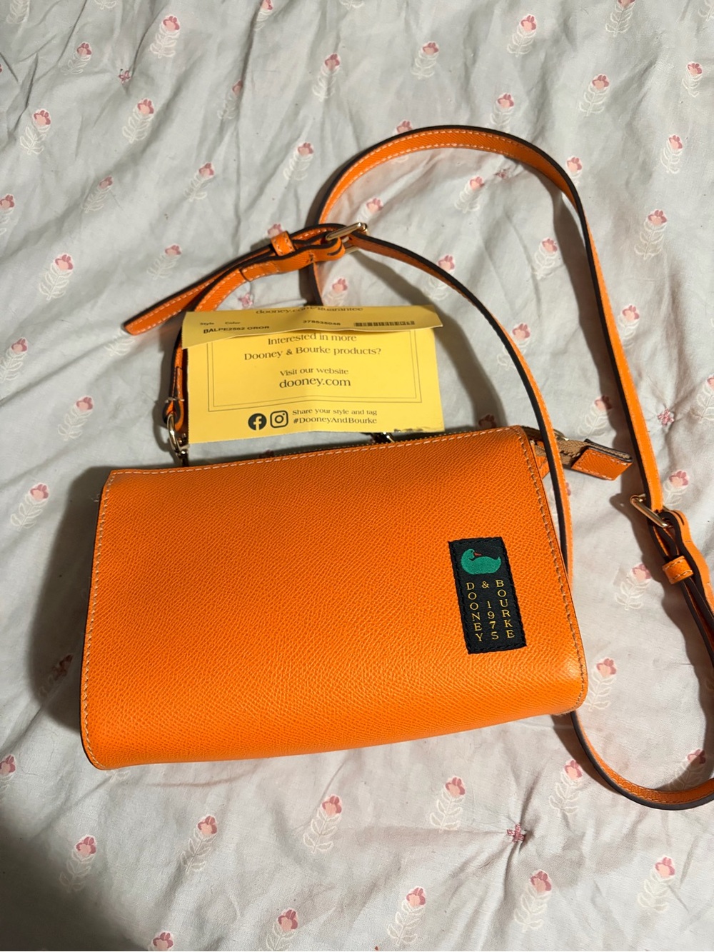 Dooney & Bourke Bright Orange Pebbled Leather Crossbody